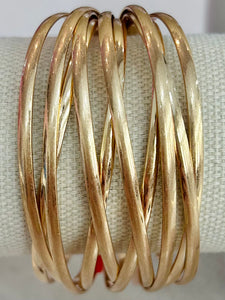 Metal Tone Layered Criss Cross Cuff Bracelet - Gold