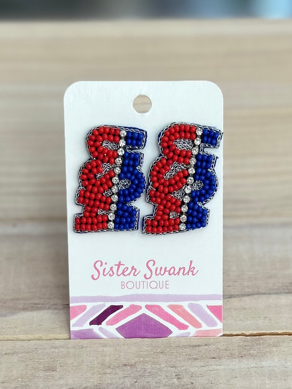 USA Seed Beaded Stud Earrings