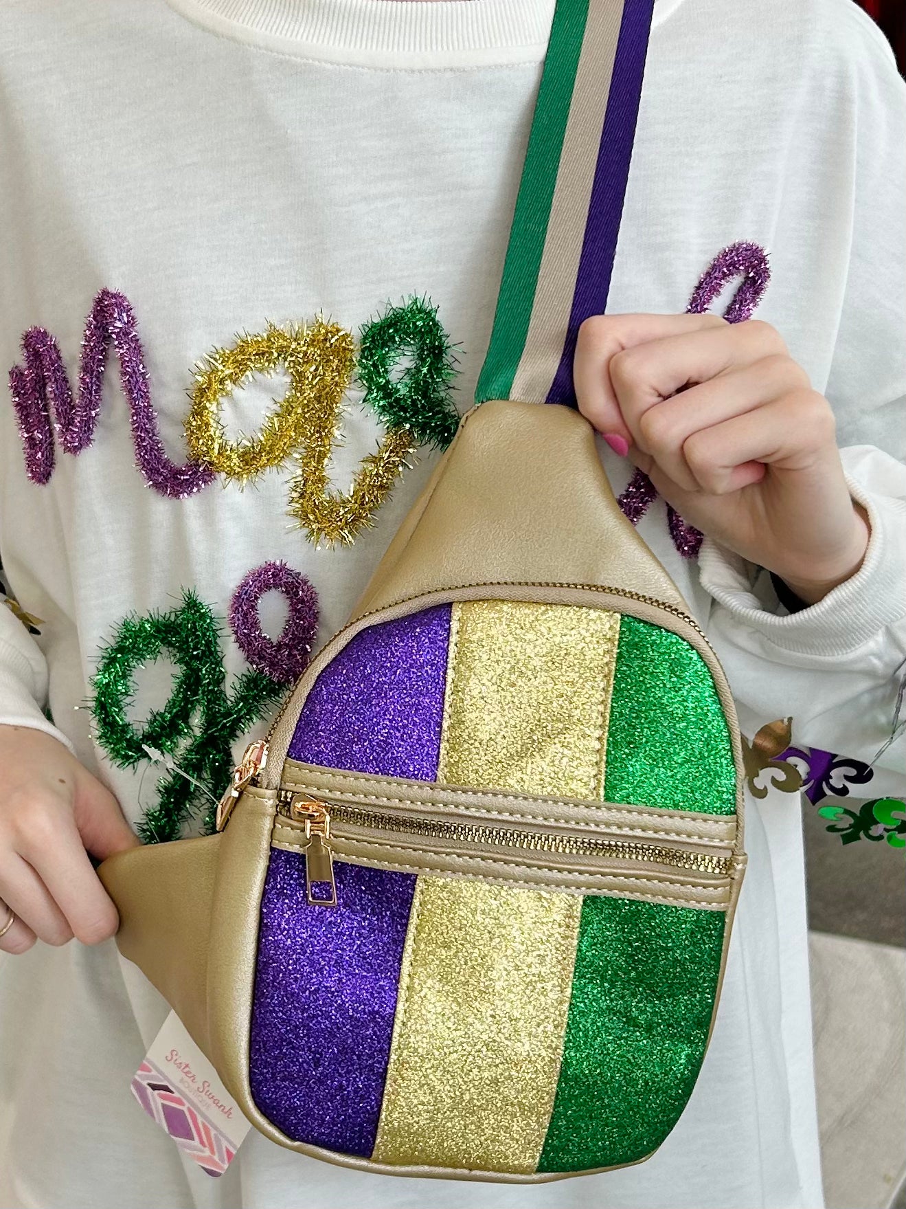 Glitter Mardi Gras Sling Bag