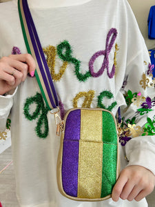 Mardi Gras Sparkle Crossbody Purse