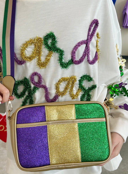 Mardi Gras Sparkle Crossbody Purse