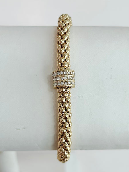 Rhinestone Popcorn Chain Bracelet - Gold