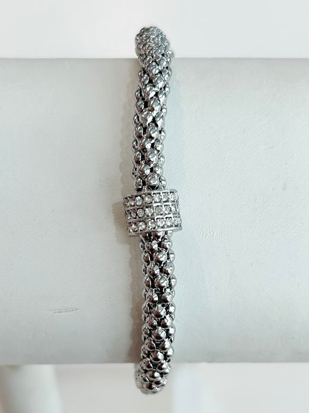 Rhinestone Popcorn Chain Bracelet - Silver