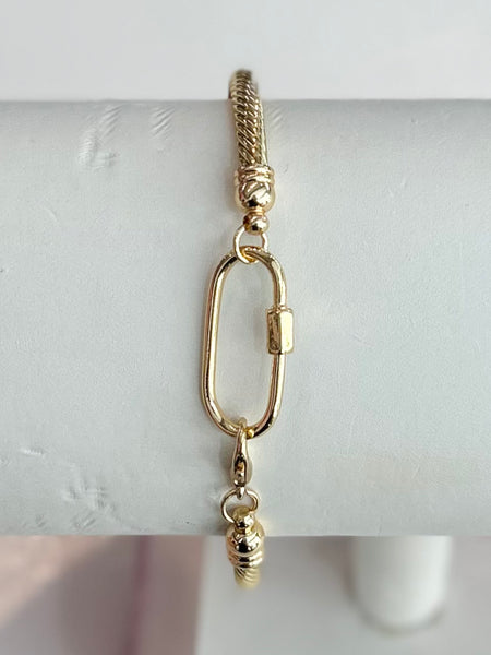 Sleek Twisted Hinged Cuff - Gold