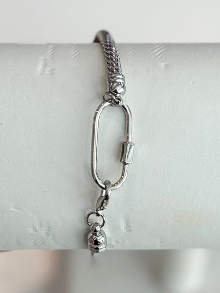 Sleek Twisted Hinged Cuff - Silver