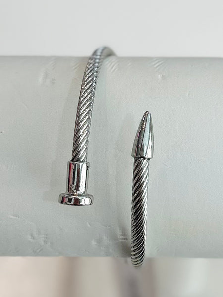 Chic Nail Twist Bracelet - Silver