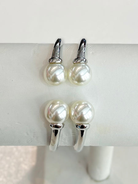 Chic Pearl Layered Bangle - Silver