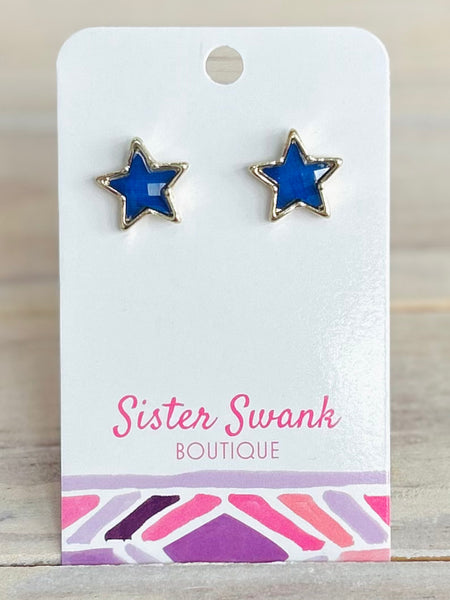 Americana Star Stud Earrings - Blue