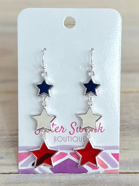 Glass Crystal Star Drop Earrings