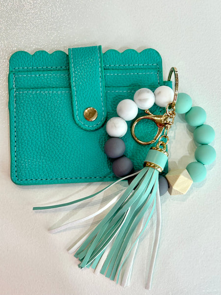 On The Go Beaded Wristlet - Mint