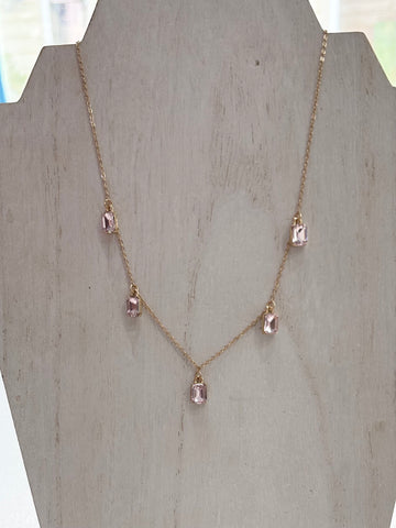 Chain With Pink Diamond Pendants