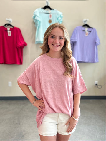 Take It Easy Oversized Tee - Pink