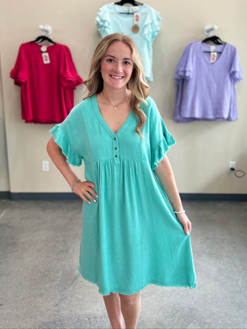 Summer Linen Dress - Mint
