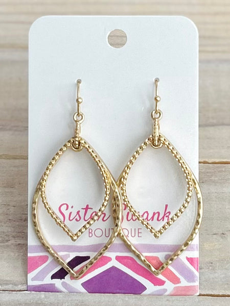 Elegant Navette Drop Earrings - Gold