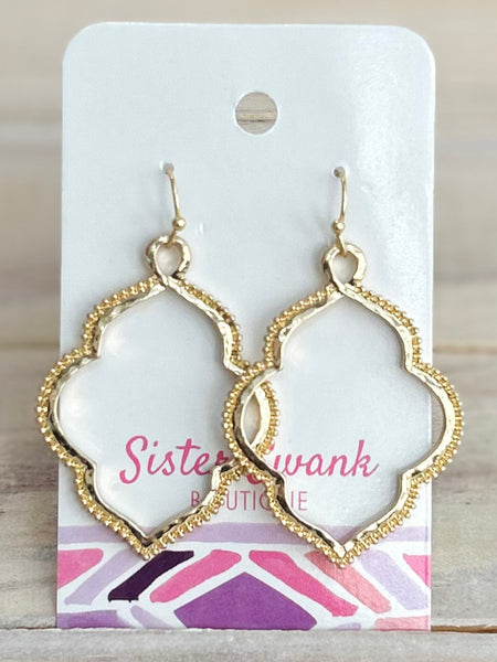 Golden Quatrefoil Drop Earrings - Gold