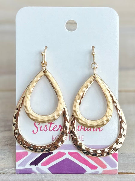 Bold Teardrop Texture Earrings - Gold