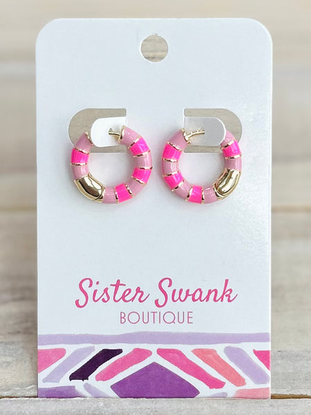 Bright Side Hoop Earrings - Pink