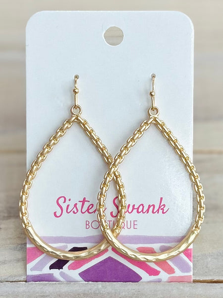 Golden Link Teardrop Earrings - Gold
