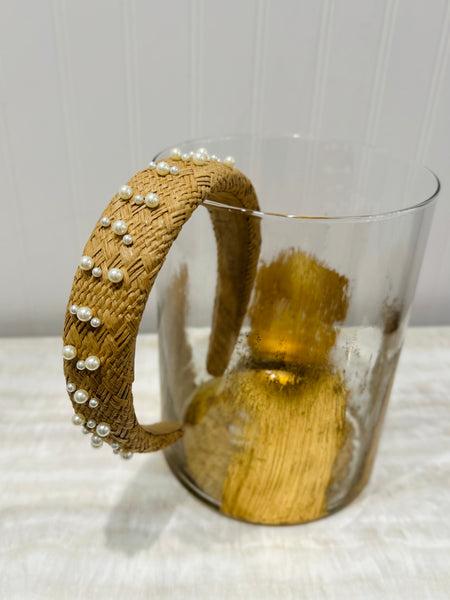 Coastal Pearl Raffia Headband