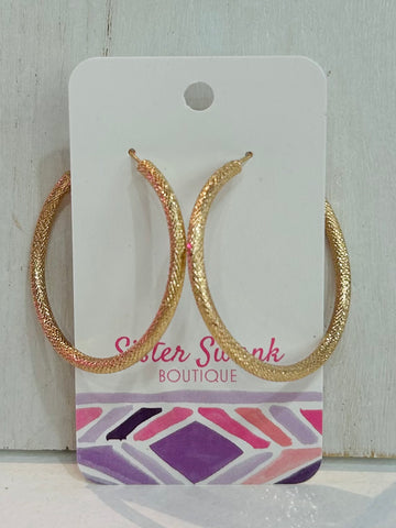 Medium Textured Hoop Earrings - Gold