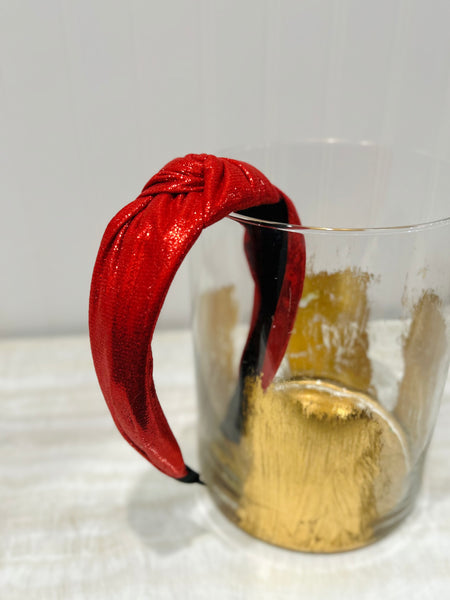 Metallic Knotted Headband - Red