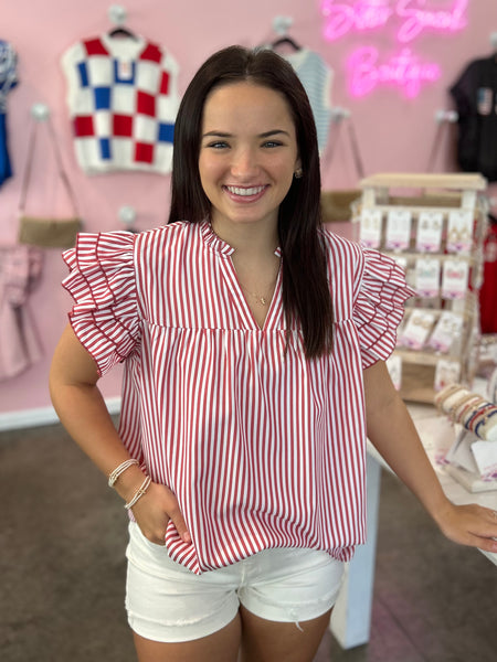 Seabreeze Social Top - Red/White
