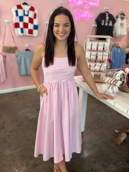 Simply Sweet Stripe Dress - Pink