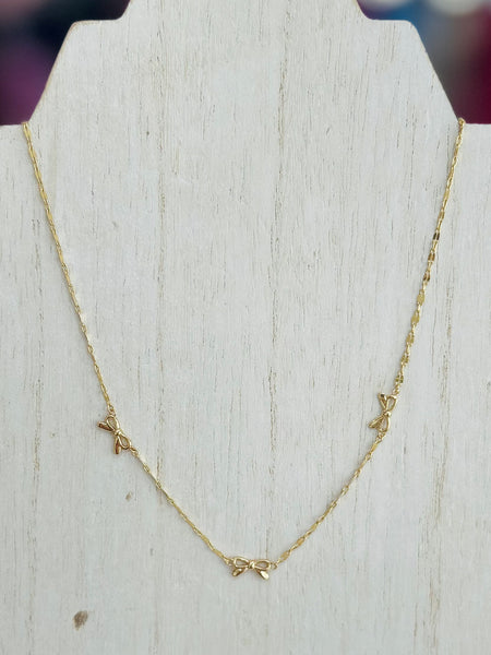 Golden Bow Charm Necklace