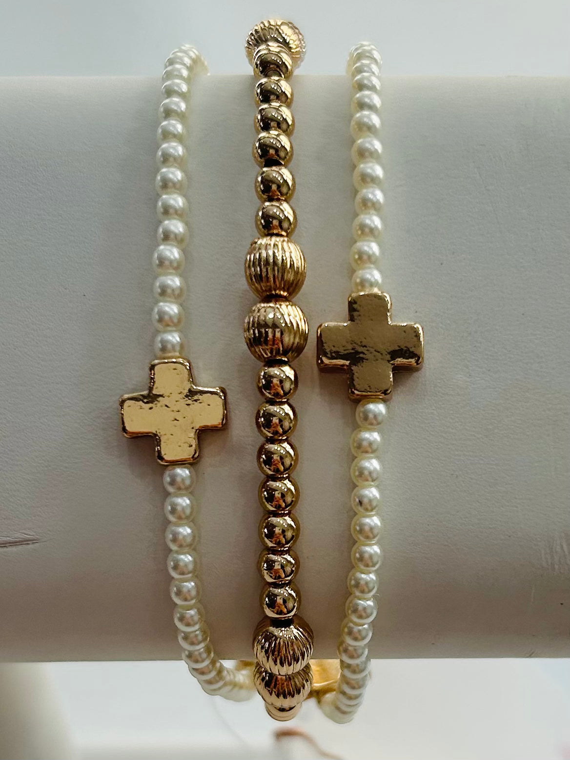 Cross Beaded Stretch Bracelets