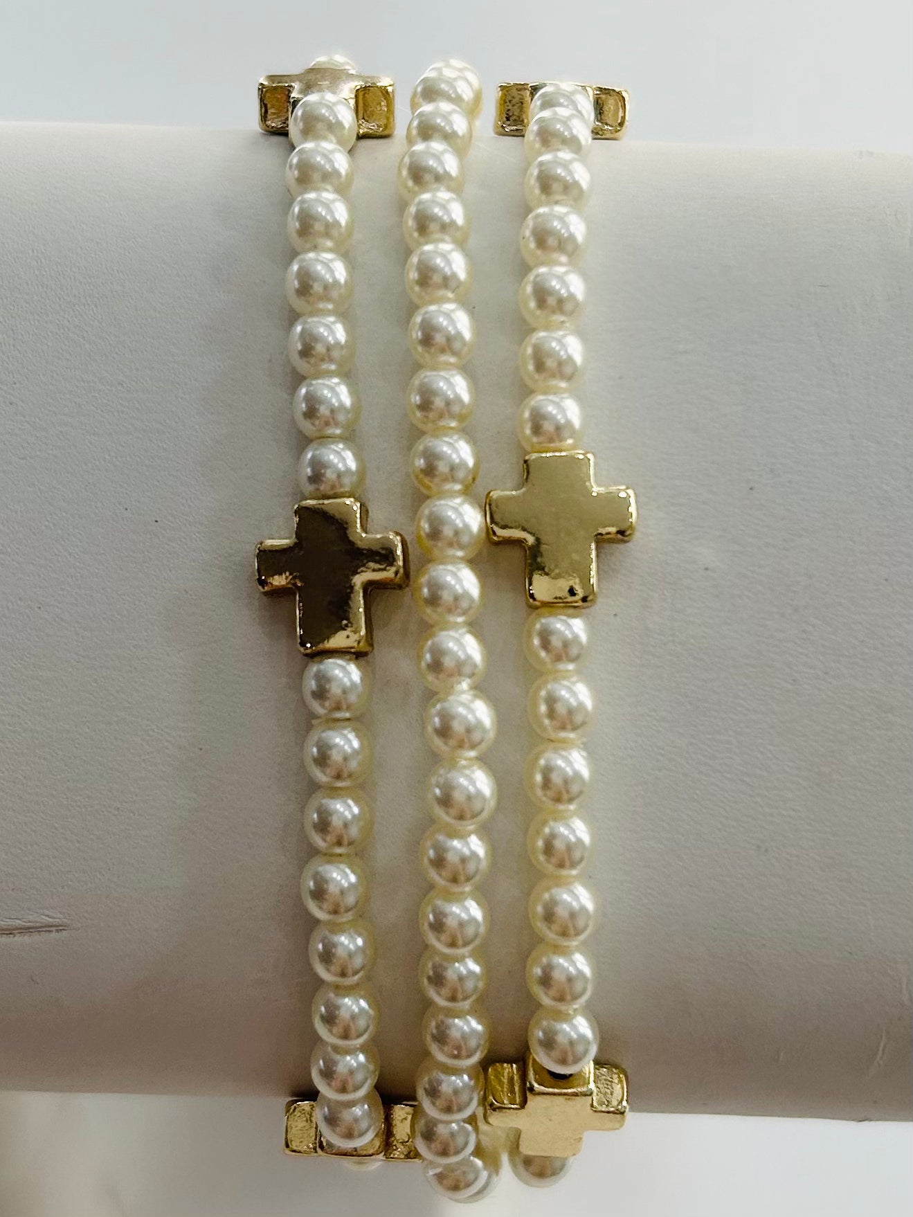 Cross Beaded Stretch Bracelet Set