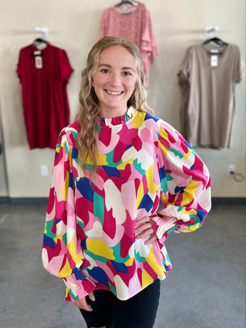 Joyful Days Blouse - Fuchsia Mix