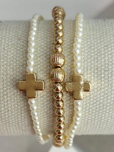 Cross Beaded Stretch Bracelets