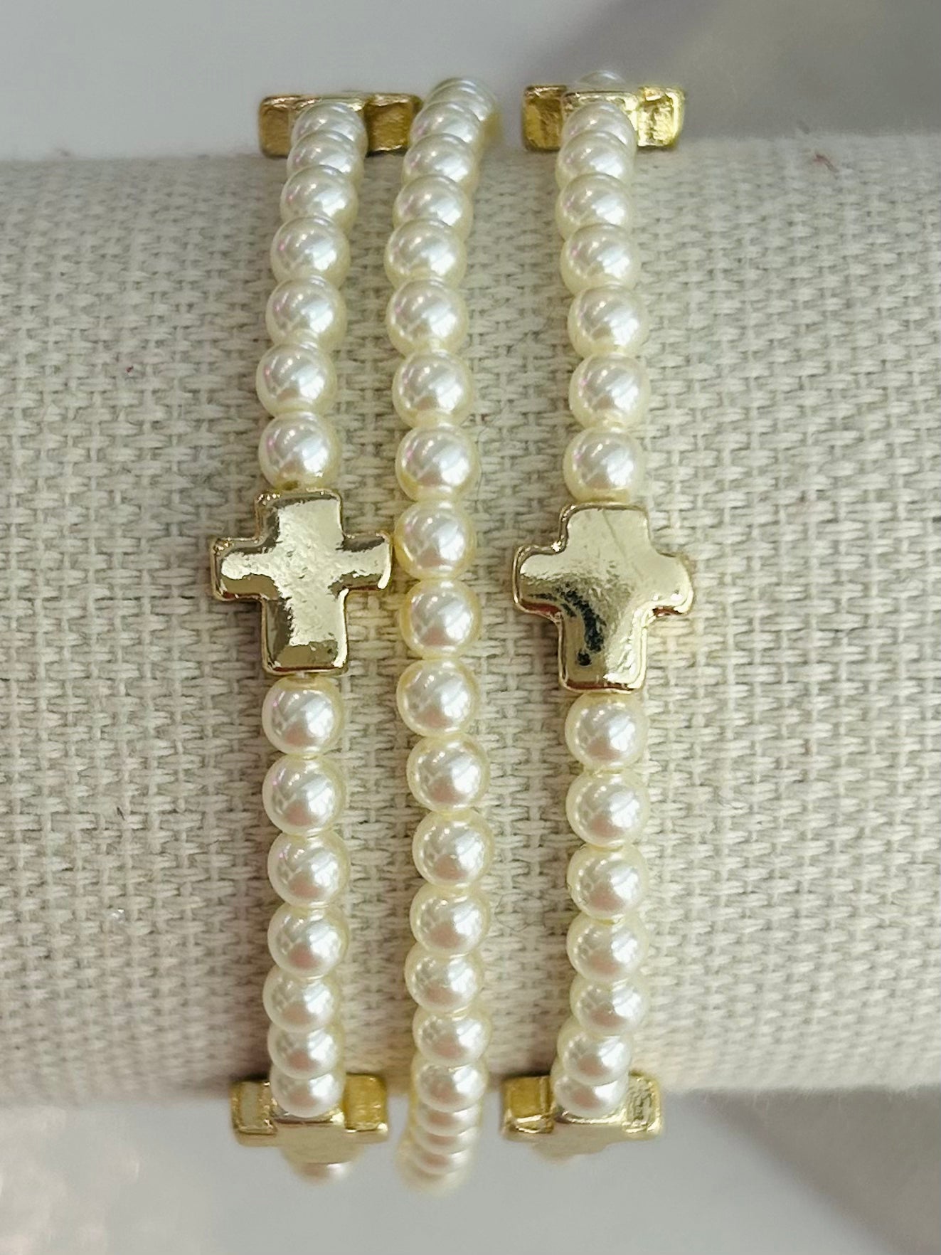 Cross Beaded Stretch Bracelet Set