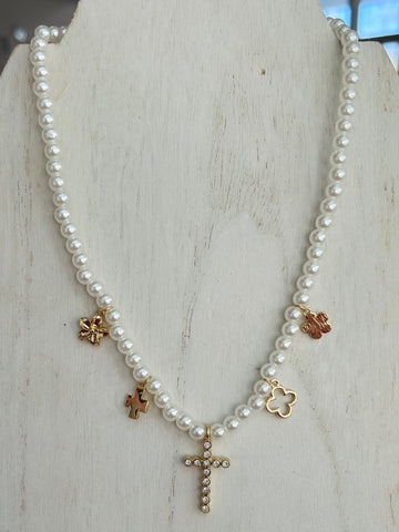 Pearl Beaded Charm Necklace