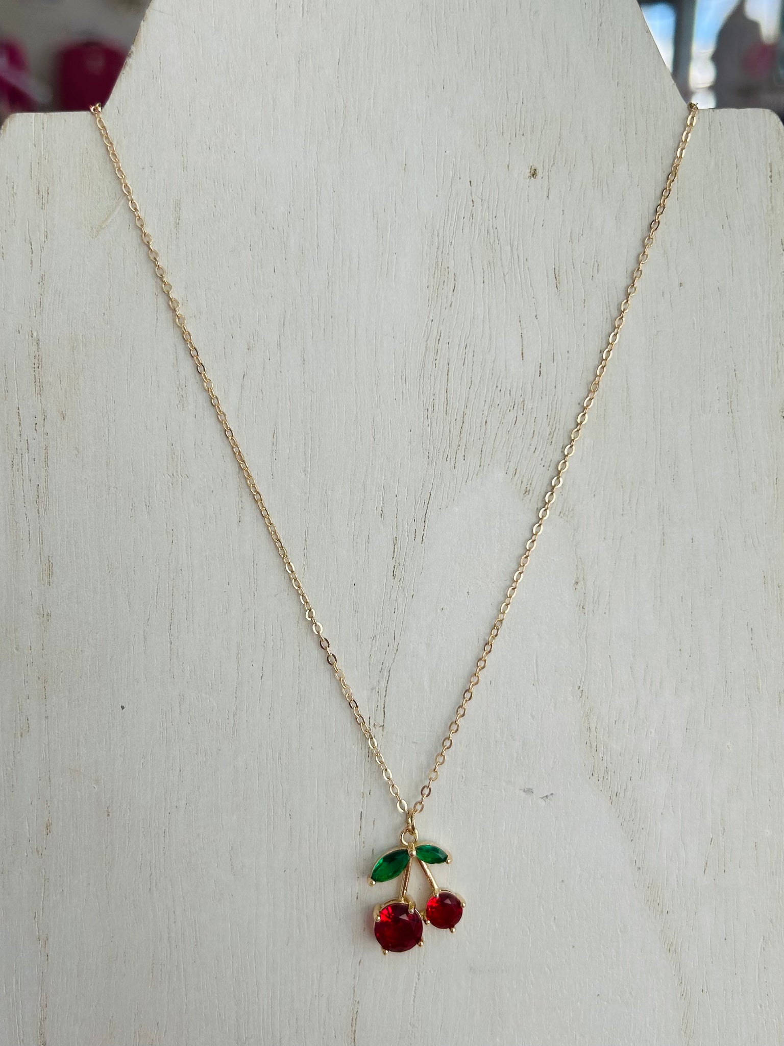 Cherry Charm Necklace - Gold