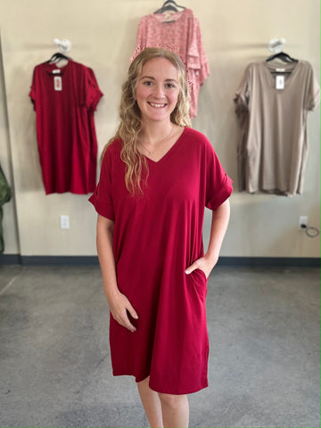 Take It Easy Dress - Burgundy