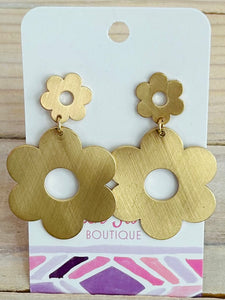 Floral Charm Earrings - Gold