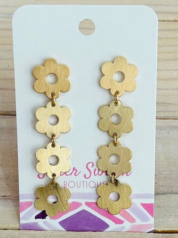 Golden Blossom Drop Earrings