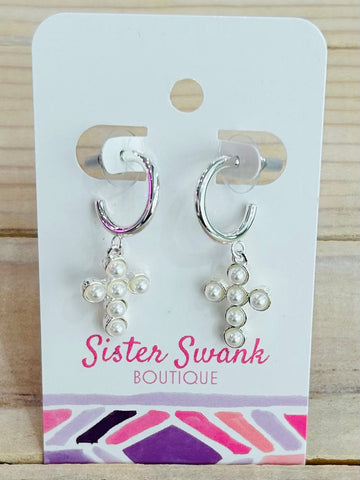 Graceful Pearl Earrings - Silver