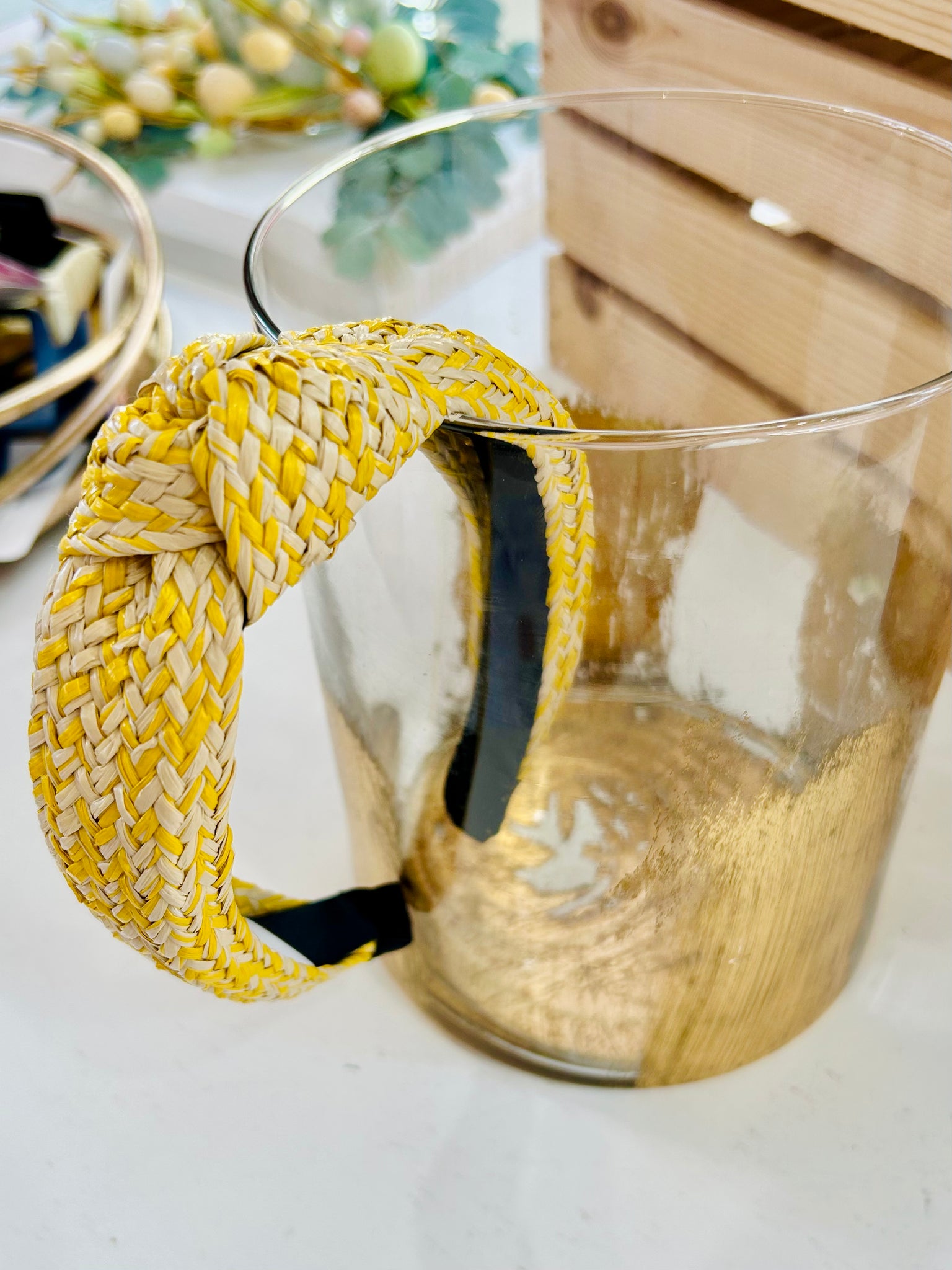 Straw Knotted Headband  - Yellow