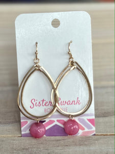 Nesting Teardrop Dangle Earrings with Stone Bead