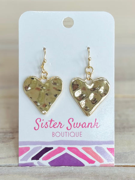Metal Tone Heart Drop Earring