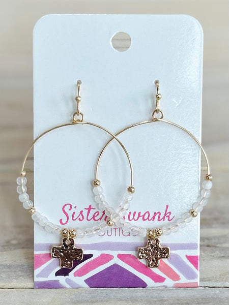Beaded Hoop Drop Earrings