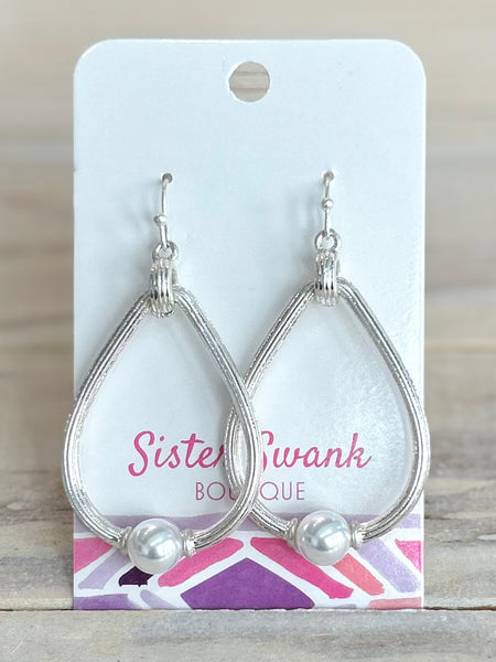Drop Earrings With Pearl Detail - Silver
