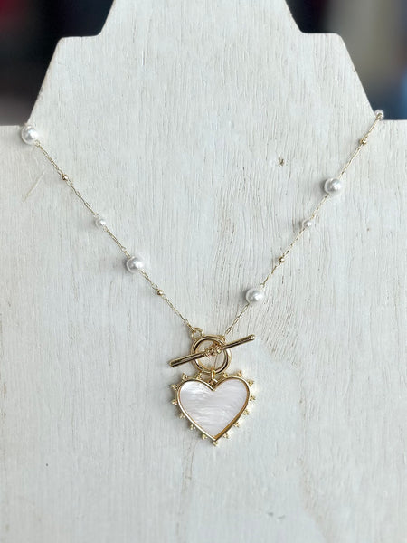 Beaded Link Heart Necklace