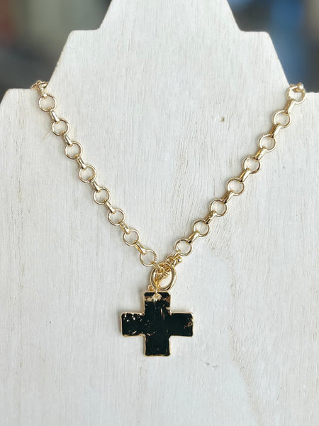Modern Cross Toggle Chain Necklace