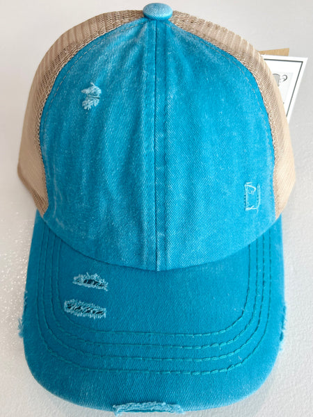 Distressed CC Baseball Cap - Turquoise