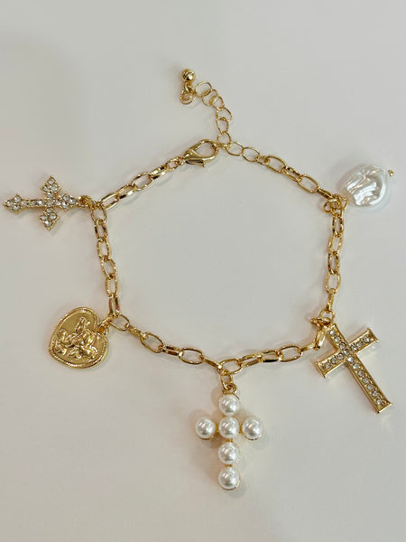 Chain Link Charm Bracelet - Gold