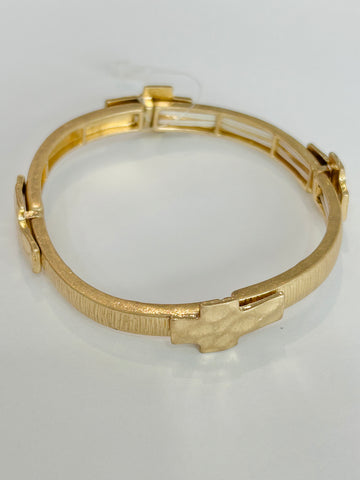 Metal Cross Stretch Bracelet - Gold
