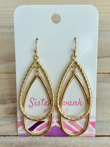 Textured Nesting Teardrop Earrings - Gold